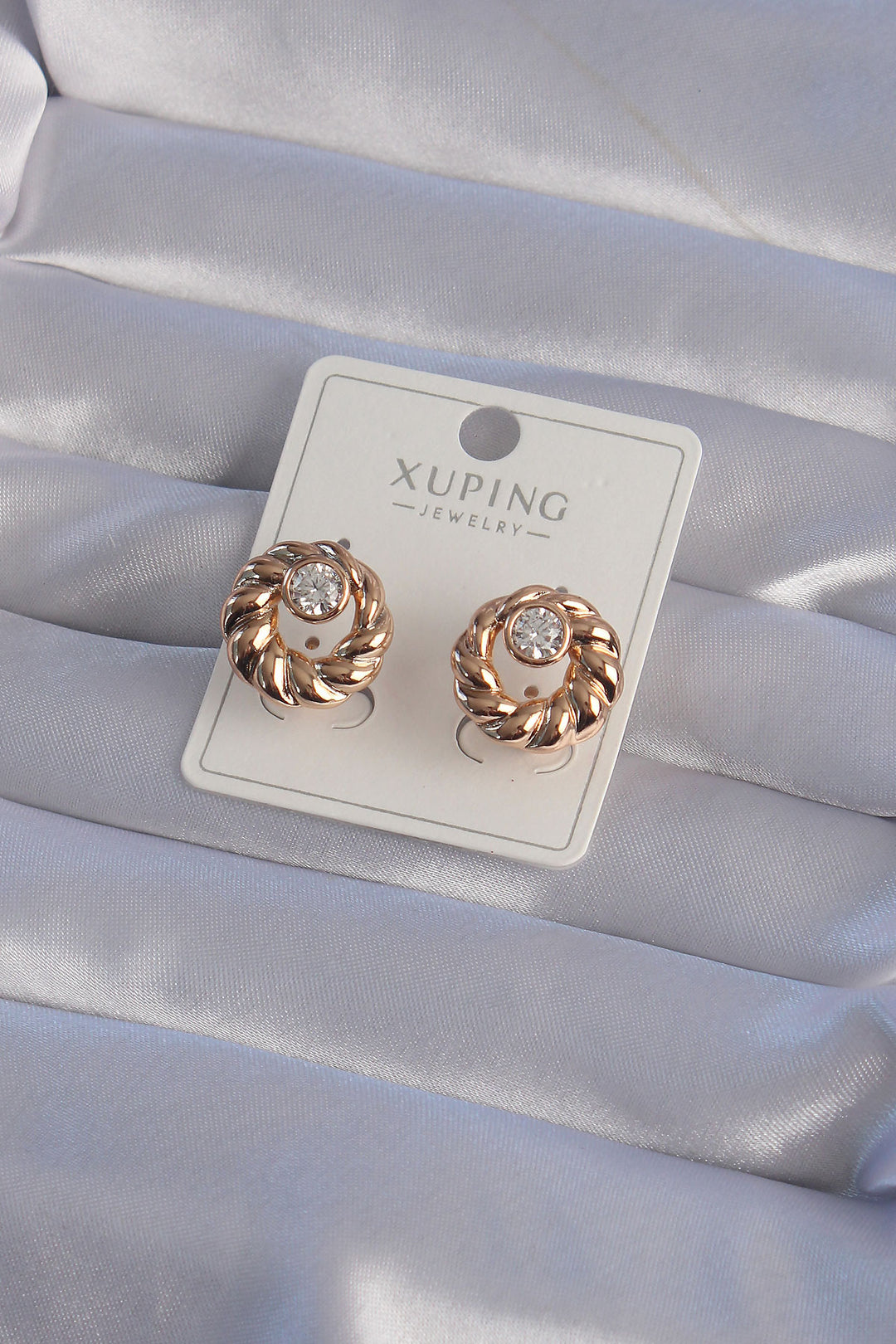 EBJ XUPİNG Rose Color Oval Zircon Stone Twisted Model Earrings - Colorado Springs