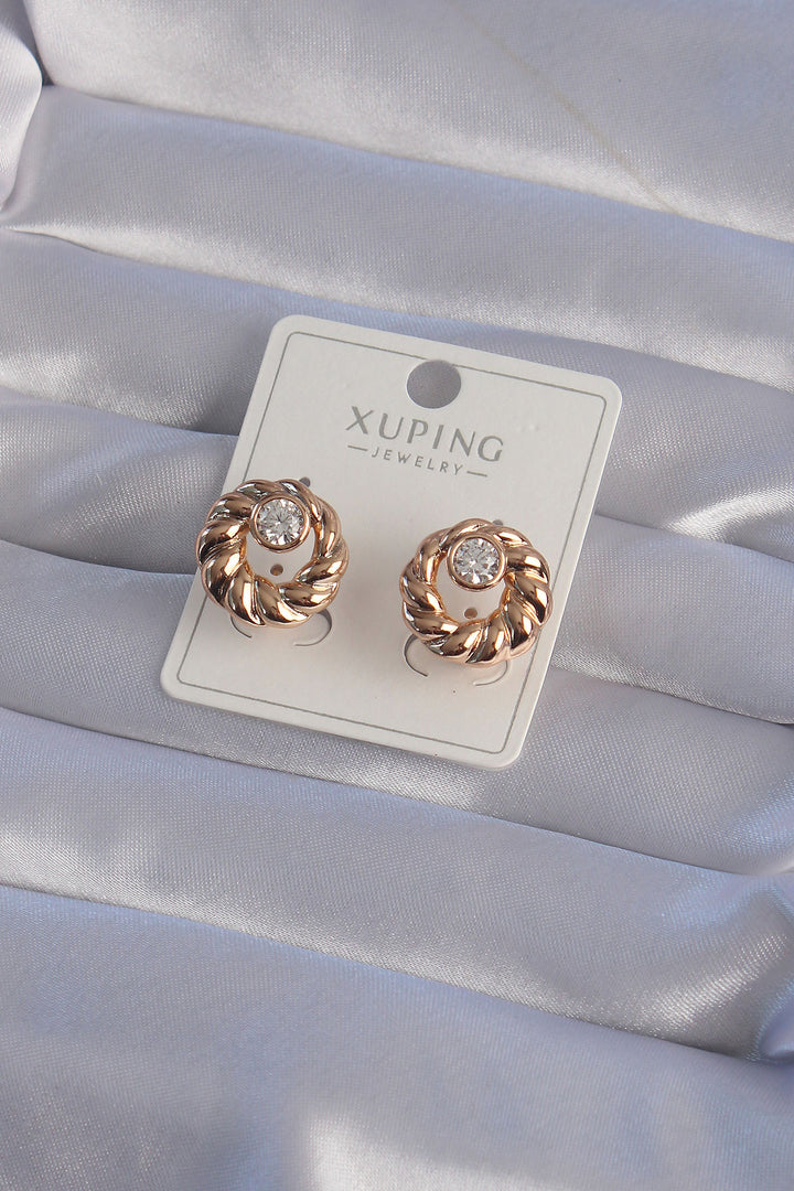 EBJ XUPİNG Rose Color Oval Zircon Stone Twisted Model Earrings - Colorado Springs