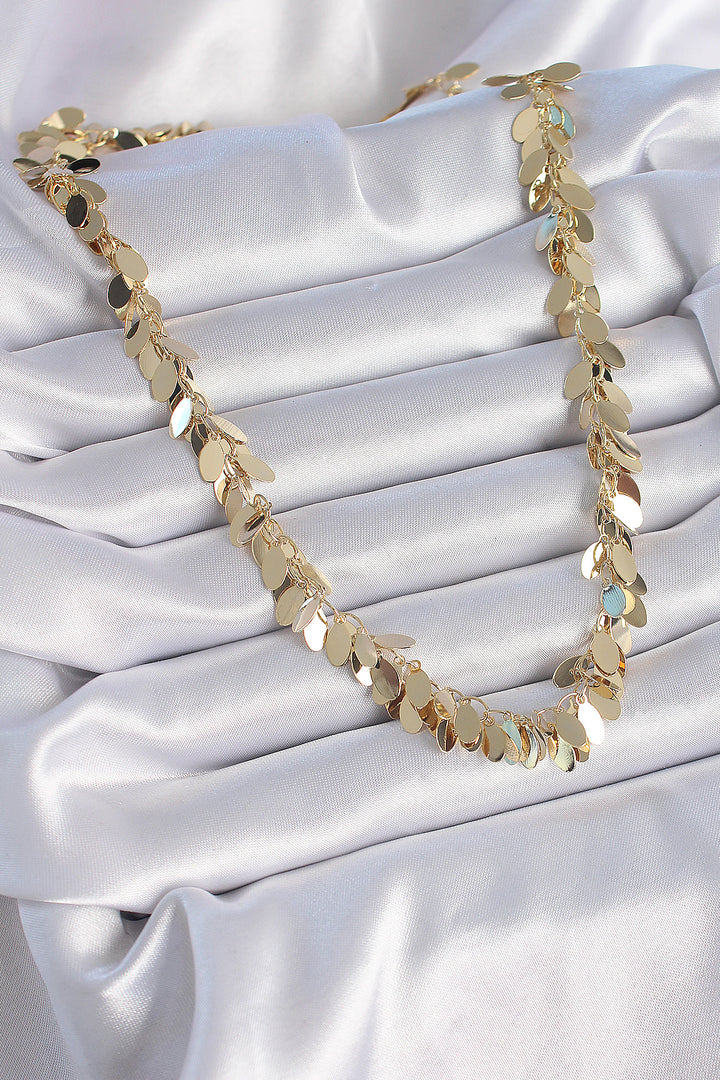 EBJ Rice Gold Color Dangle Leaf Pattern Women's Necklace - Colmenar Viejo