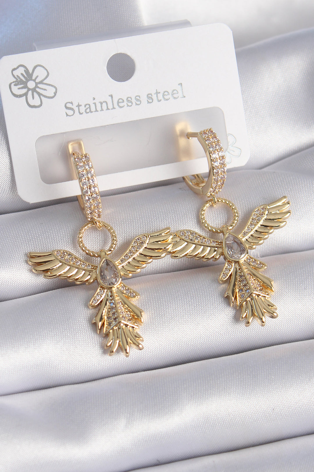 EBJ Rice Gold Color Zircon Stone Detail Phoenix Bird Model Women's Earring - Strongsville