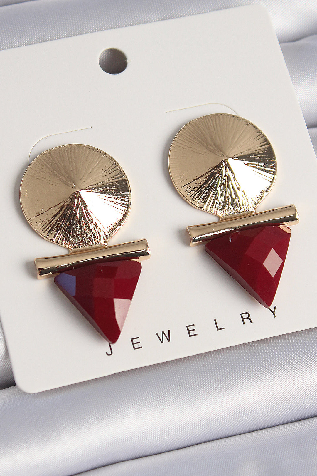 EBJ Rice Gold Color Triangle Brown Pattern Earring - Perth