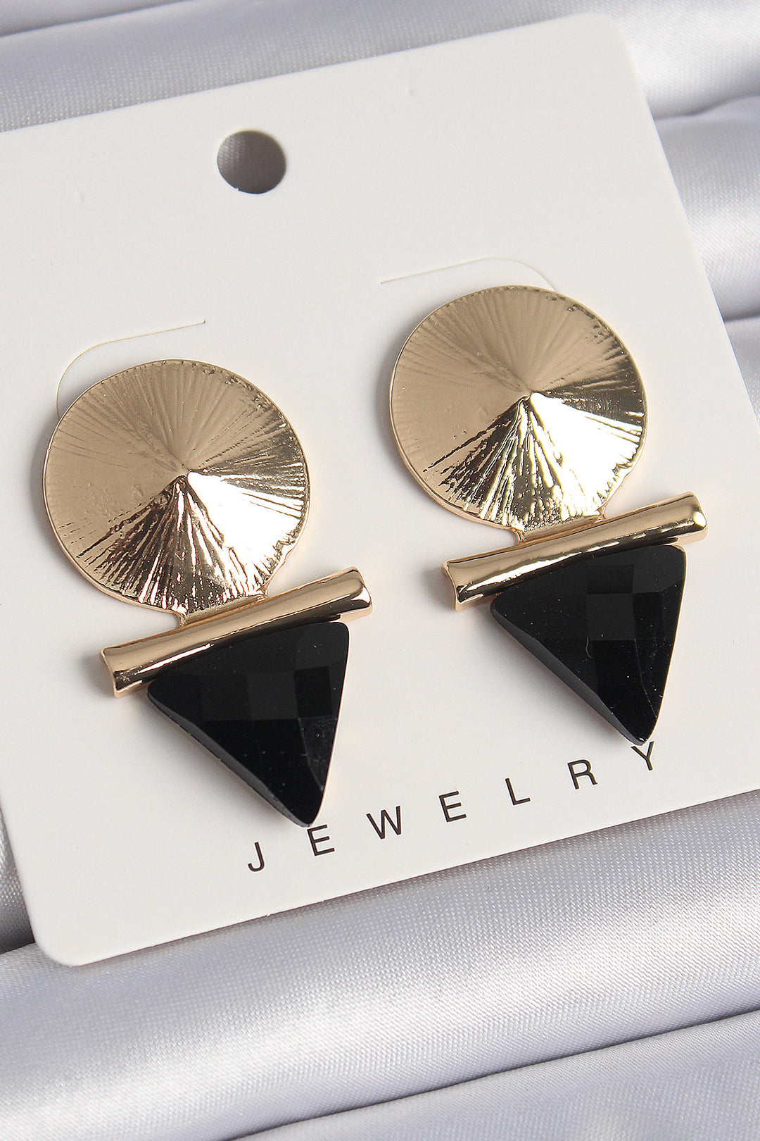 EBJ Rice Gold Color Black Triangle Model Women's Earring - Kaunas