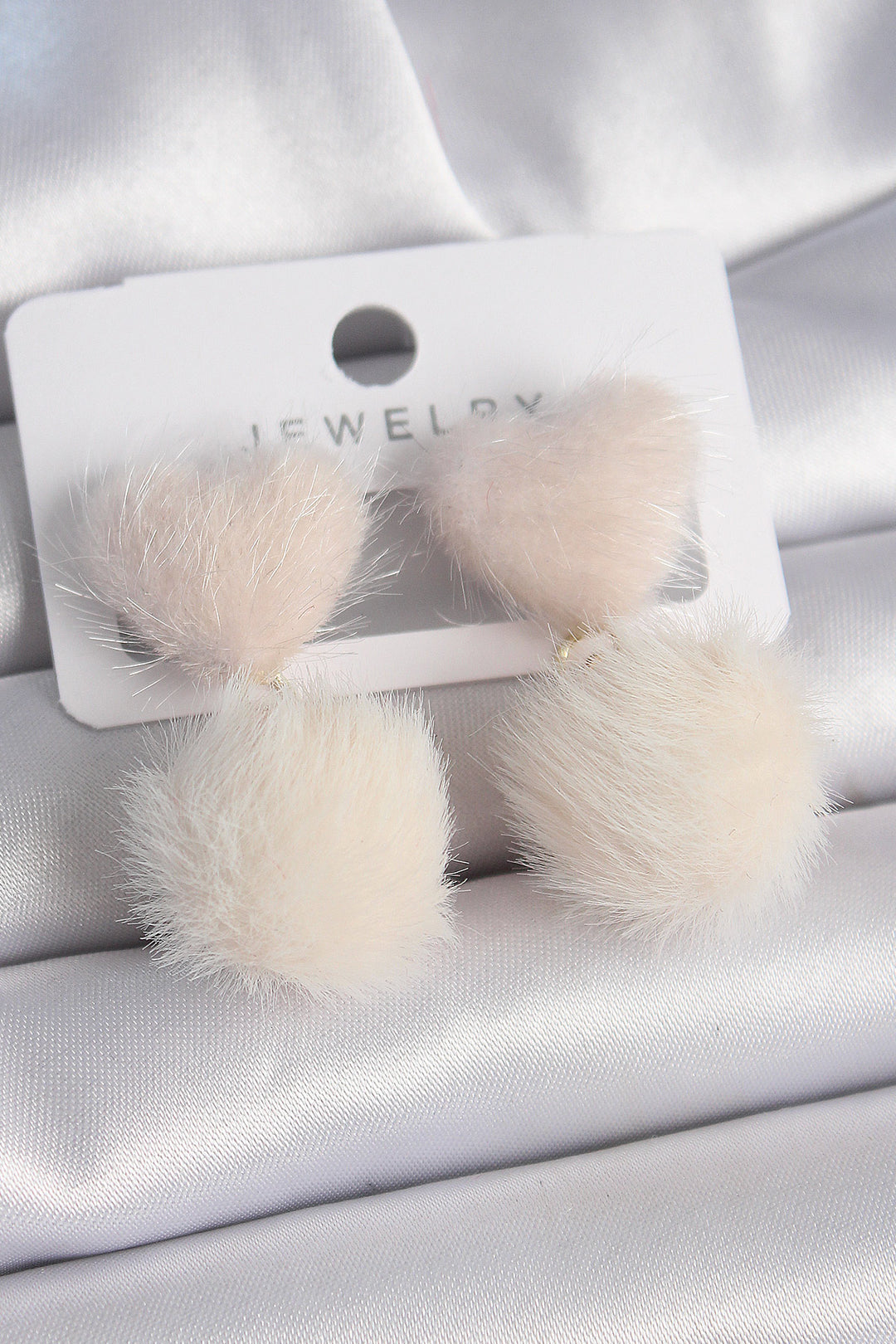 EBJ Pink Color Fluffy Heart Pom Pom Model Women's Earrings - Rio Rancho