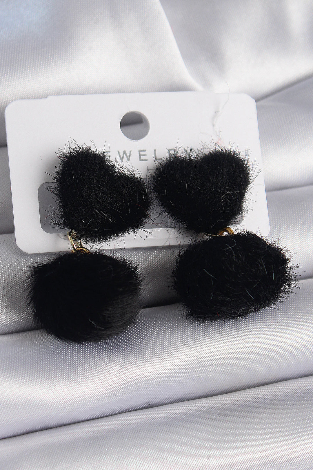EBJ Black Feather Pom Pom Style Women's Earrings - Antioch