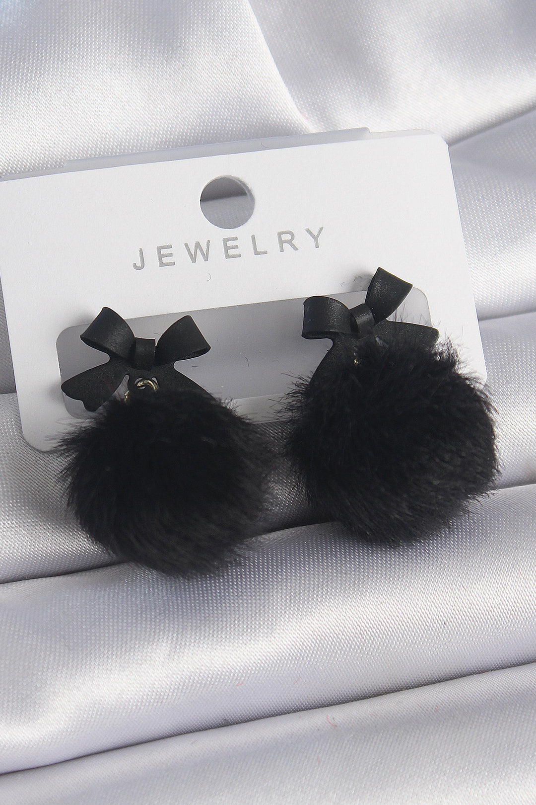 EBJ Black Color Ribbon Pom Pom Model Women's Earring - Pawtucket