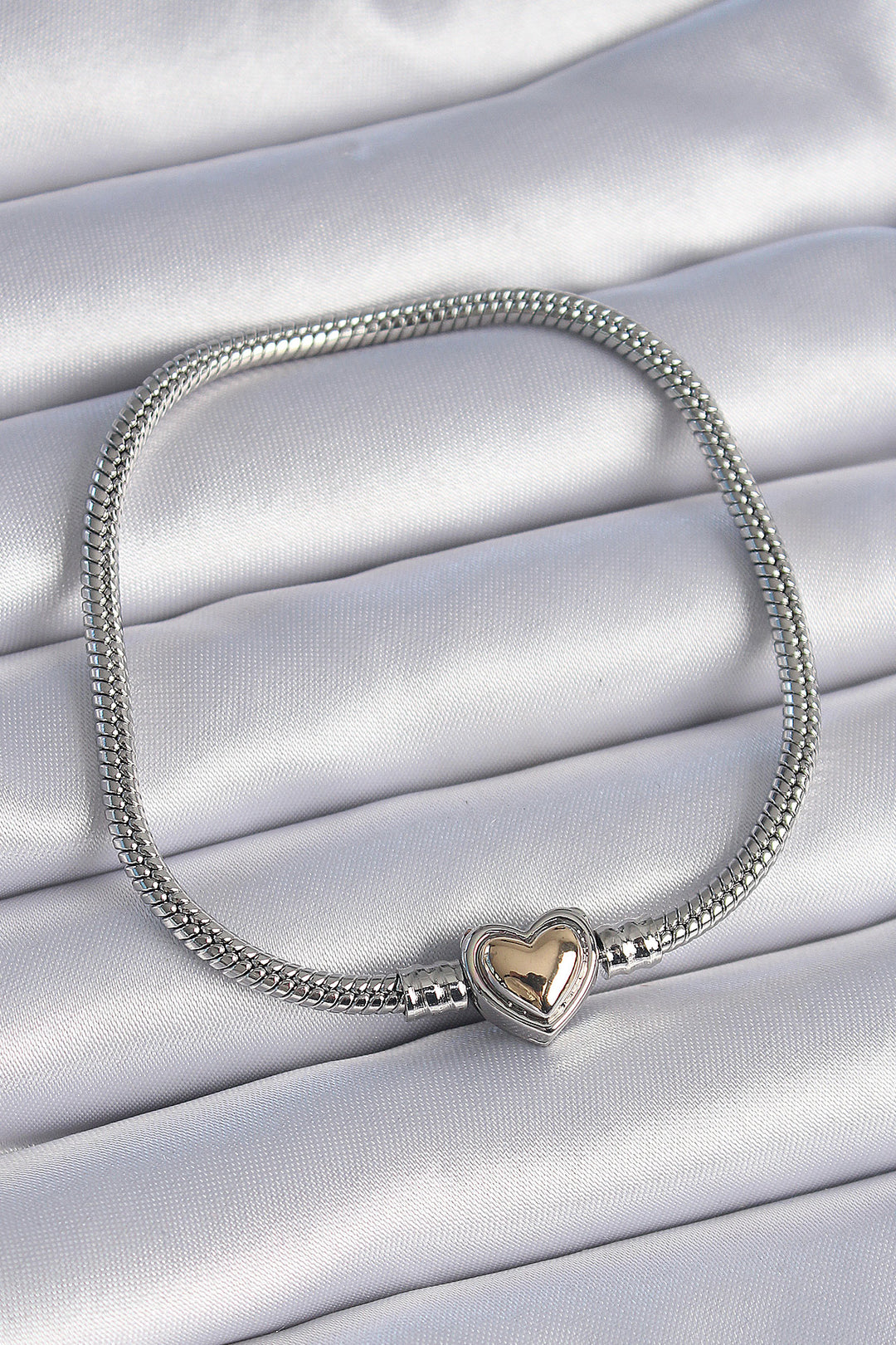 EBJ 316L Stainless Steel Chain Silver Color Gold Color Heart Figure Charm Model Women's Bracelet - Pistoia