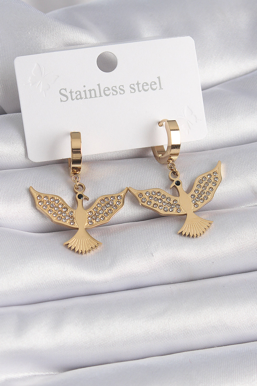 EBJ 316L Stainless Steel Gold Color Zircon Stone Phoenix Model Women's Earring - Bălţi