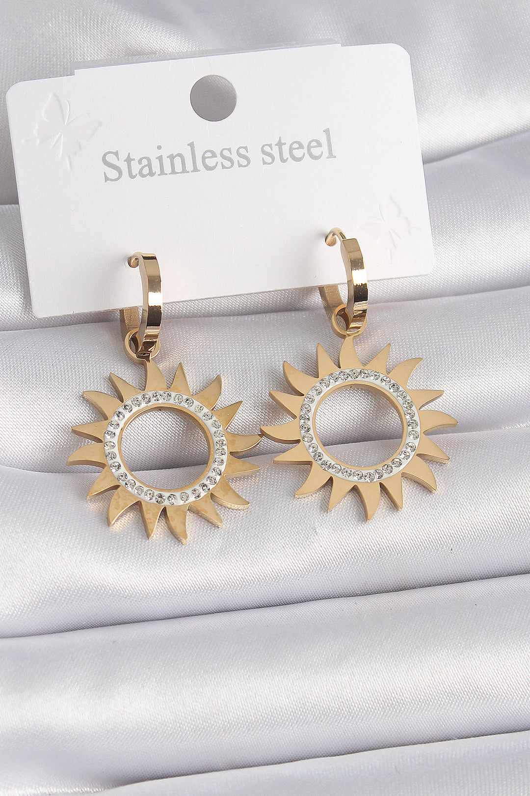 EBJ 316L Steel Gold Color Zircon Stone Sun Model Women's Earring - Roermond
