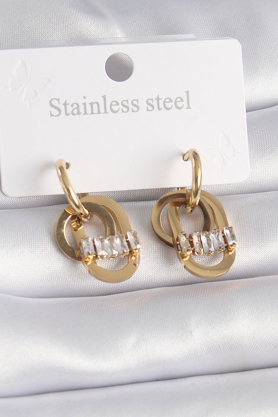 EBJ 316L Stainless Steel Gold Color Zircon Stone Hoop Model Women's Earring - Rijswijk