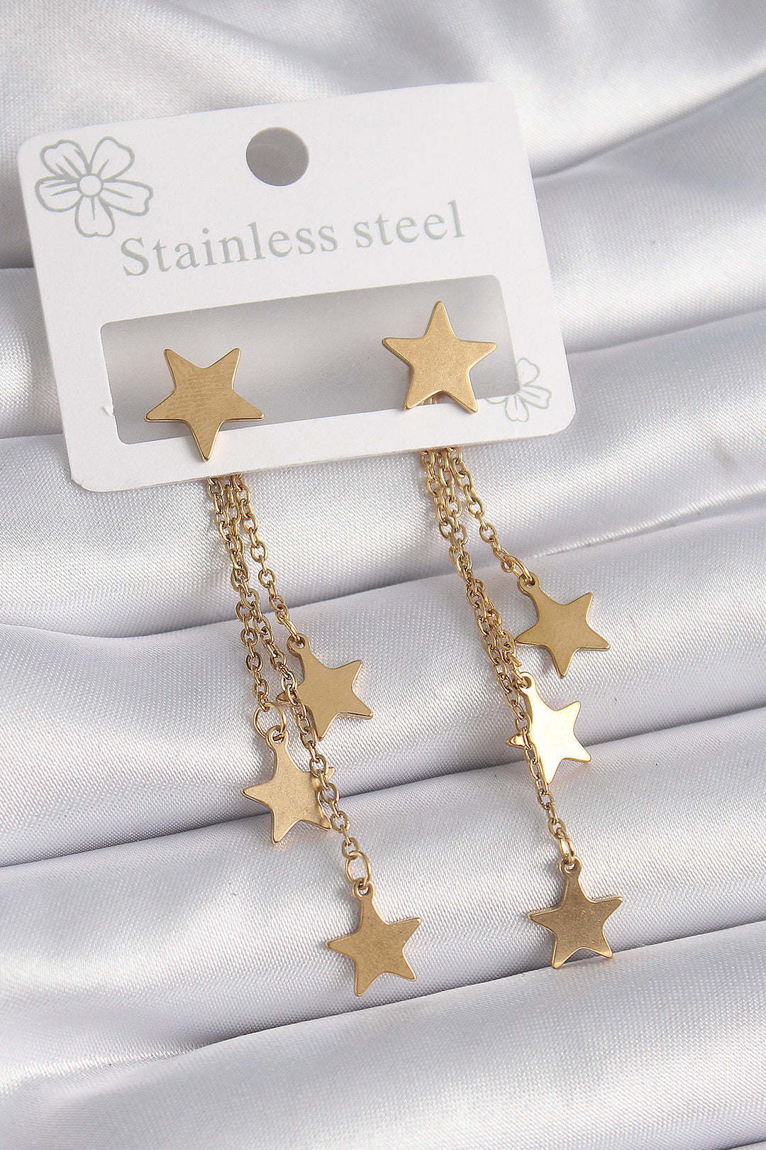 EBJ 316L Steel Gold Color Star Model Multiple Dangle Star Women's Earrings - Trapani