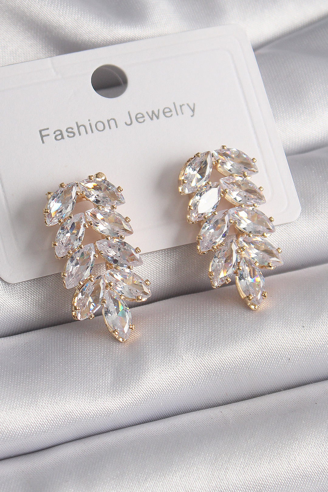 EBJ Rice Gold Color Zircon Stone Leaf Model Women's Earring - Brampton