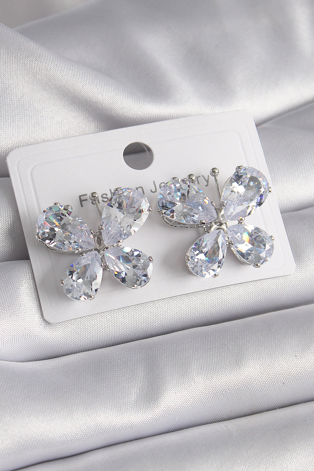 EBJ Rice Silver Color Zircon Stone Butterfly Model Women's Earring - Dalton