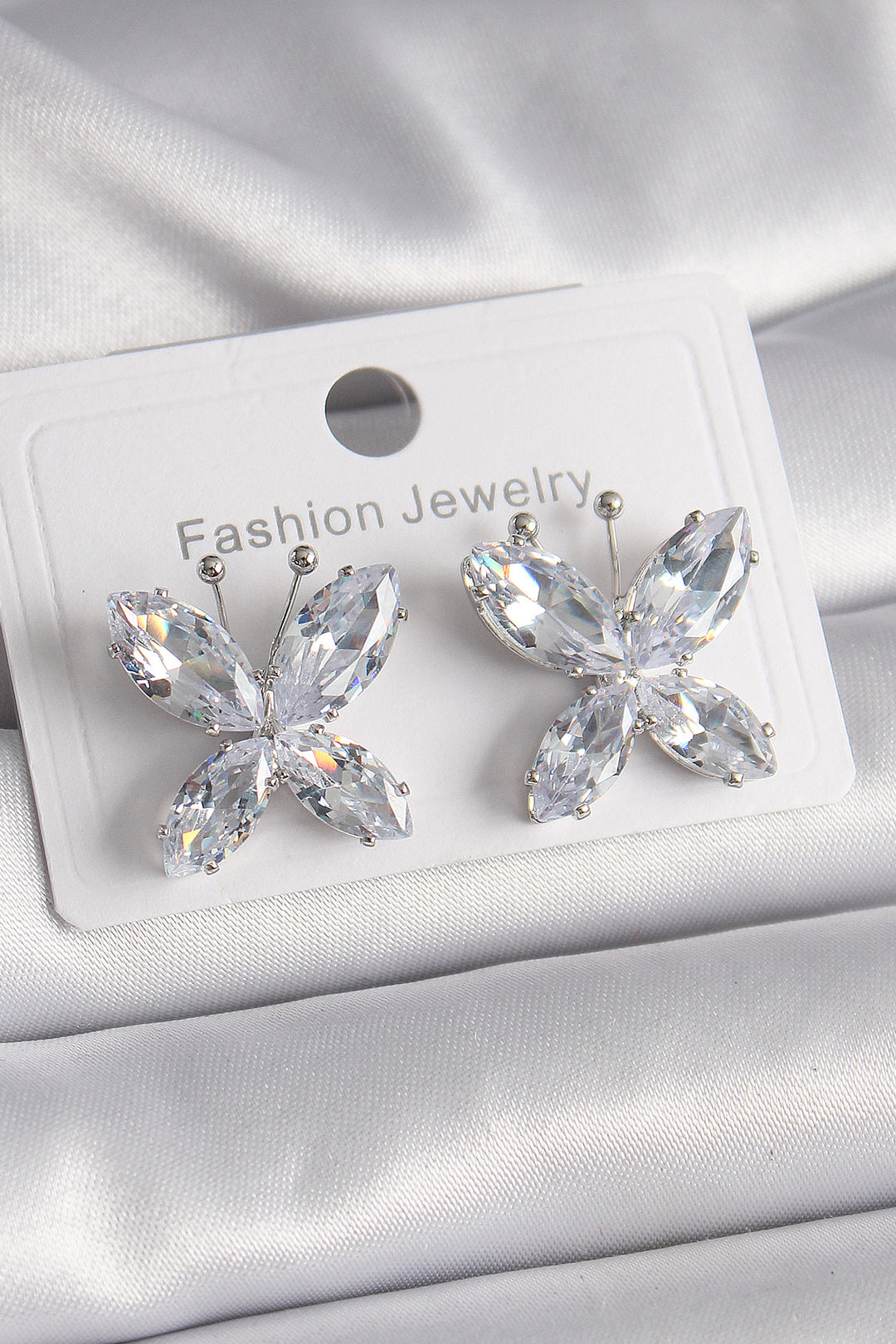 EBJ Rice Silver Color Zircon Stone Butterfly Model Women's Earring - Johns Creek