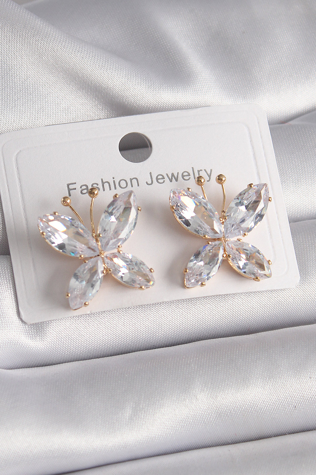 EBJ Rice Gold Color Butterfly Model Women's Earrings with Zircon Stone - Inglewood
