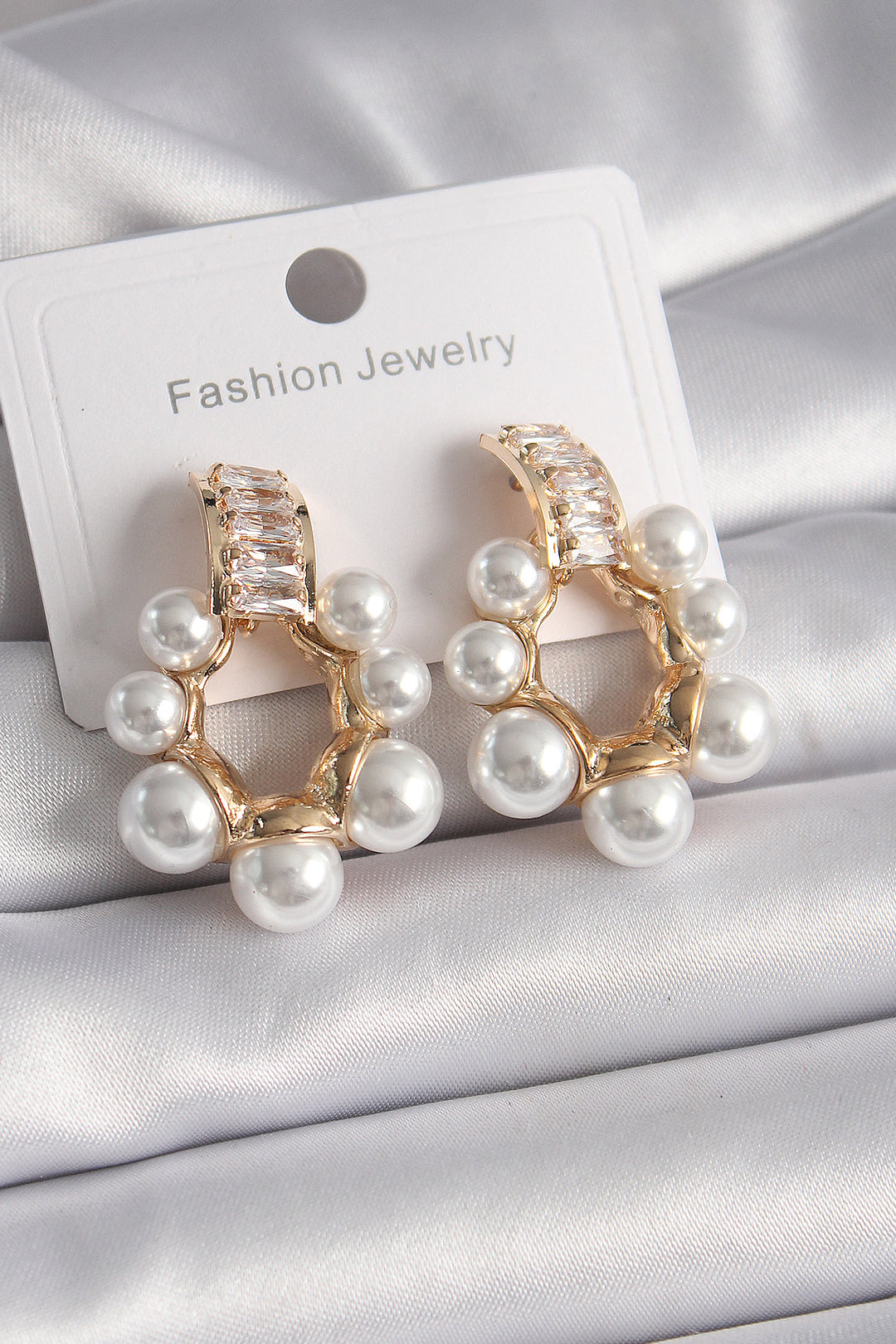 EBJ Gold Color Zircon Stone Waterway Pearl Ring Model Women's Earring - Mandeville