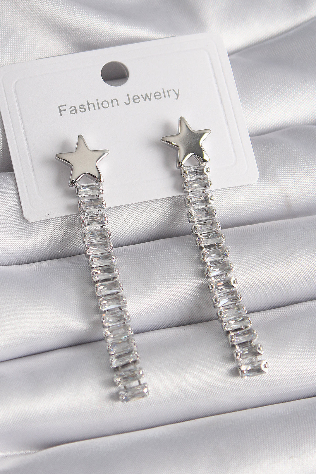 EBJ Rice Silver Color Star Pattern Waterway Zircon Stone Women's Earrings - Enschede