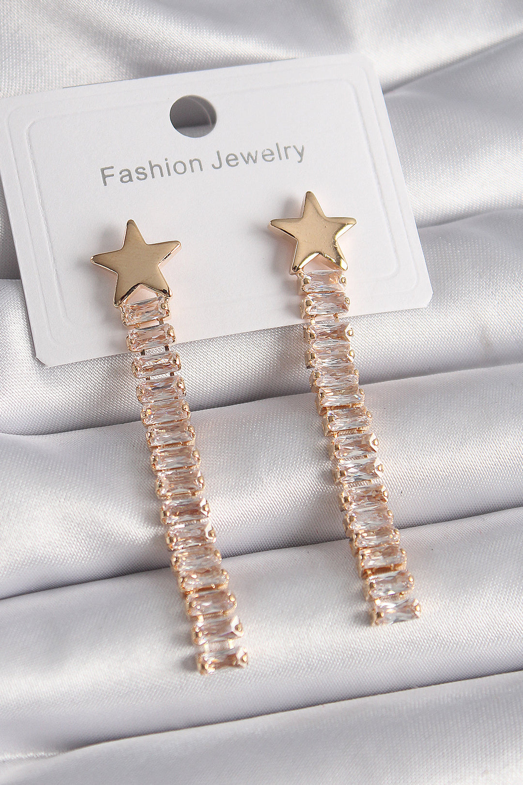 EBJ Rice Gold Color Star Model Waterway Earrings with Zircon Stone for Women - San Juan