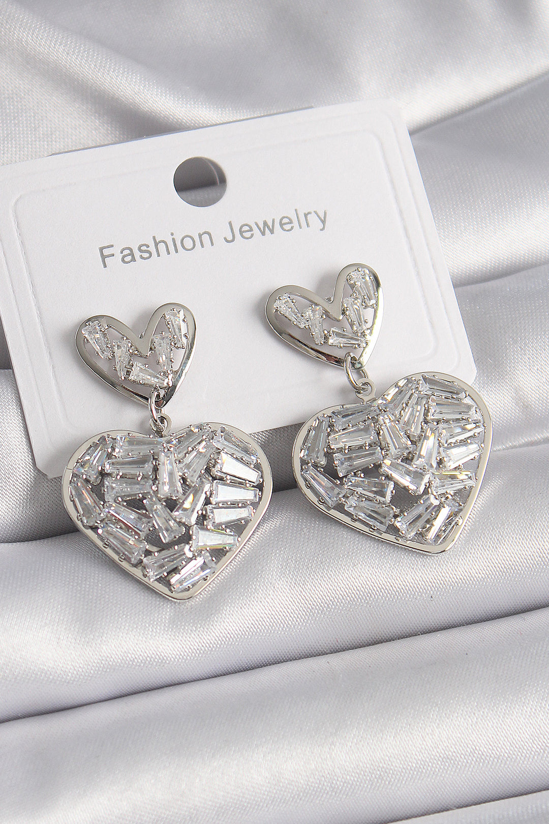 EBJ Rice Silver Color Zircon Stone Heart Model Women's Earring - Inca