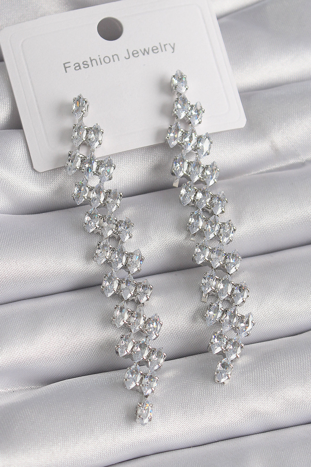 EBJ Rice Silver Color Dangle Zircon Stone Model Women's Earrings - Upper Darby