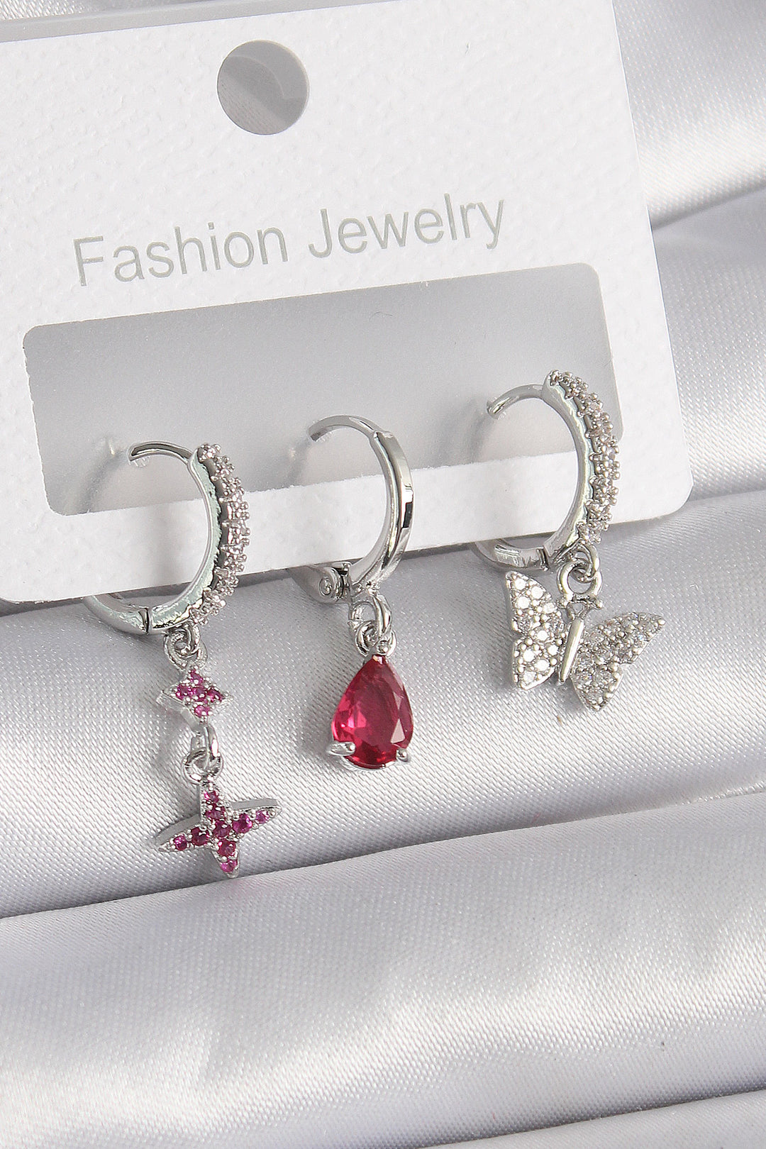 EBJ Rice Silver Color Zircon Stone Butterfly Drop Model Women's Earring - Hoover