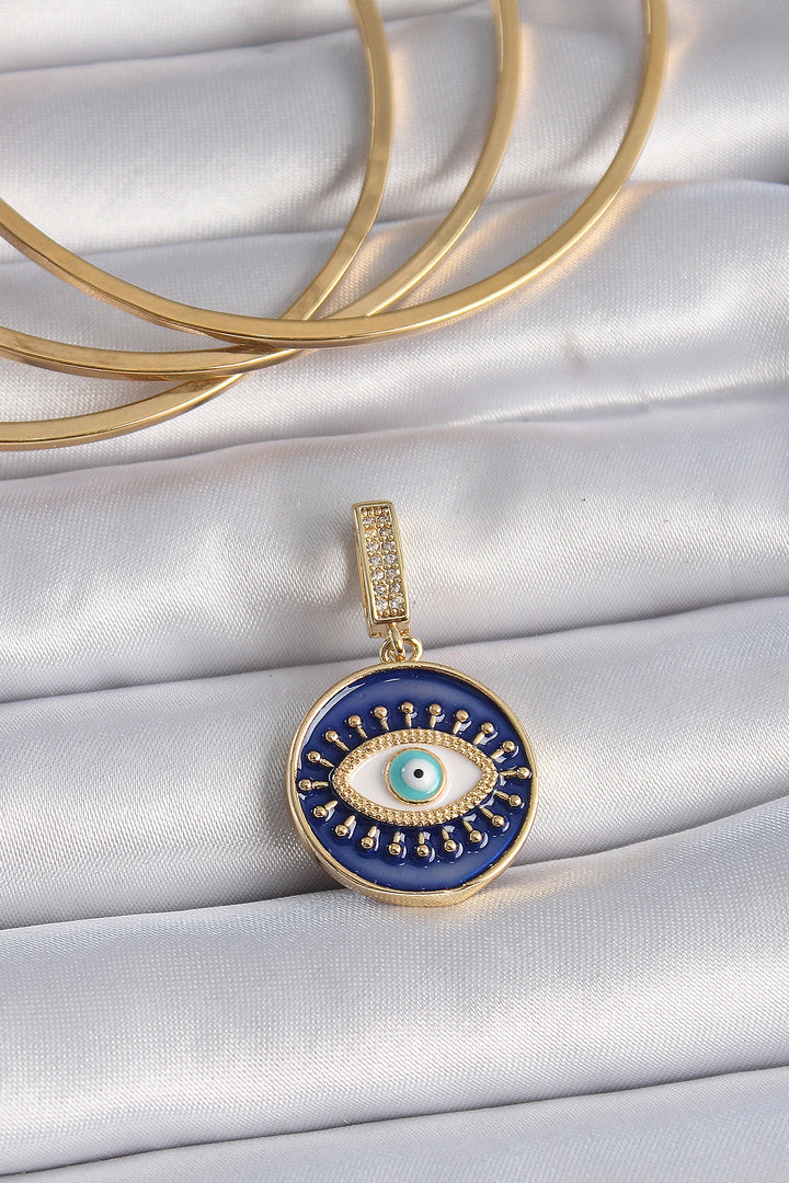 EBJ Rice Gold Color Zircon Stone Evil Eye Bead Detailed Eye Embroidered Ajda Charm - Arrecife