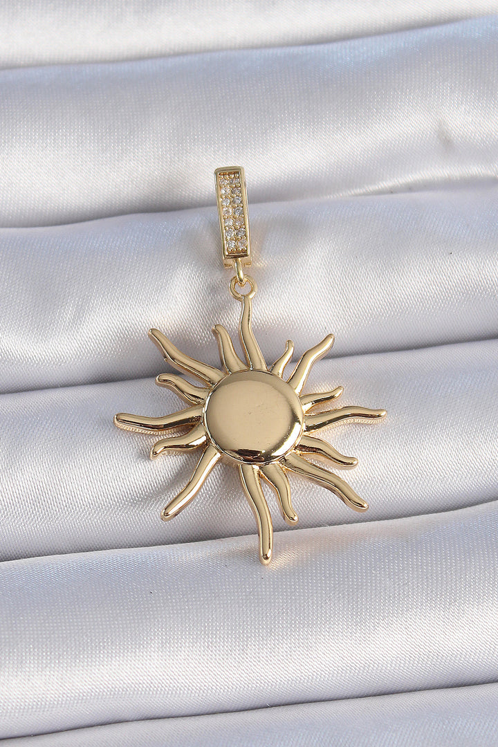 EBJ Rice Gold Color Zircon Stone Detailed Sun Model Ajda Charm - Ourém