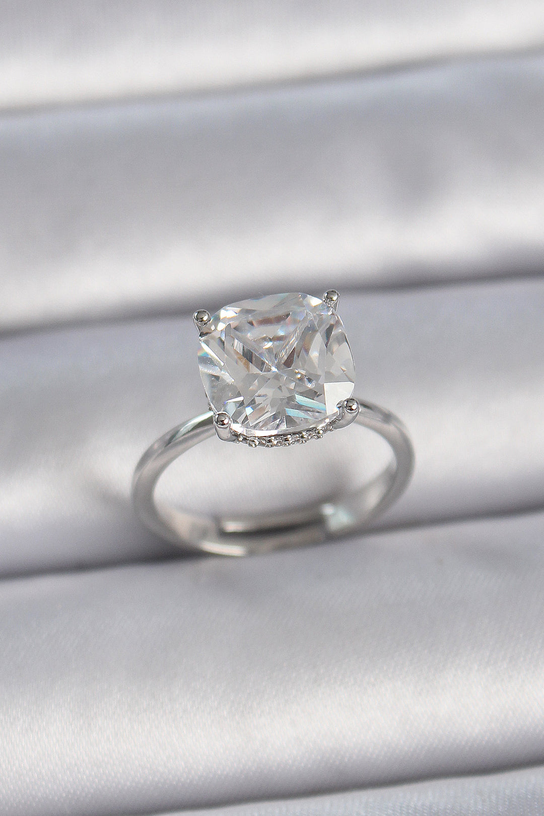 EBJ Rice Silver Color Single Stone Adjustable Model Women's Ring - Kailua