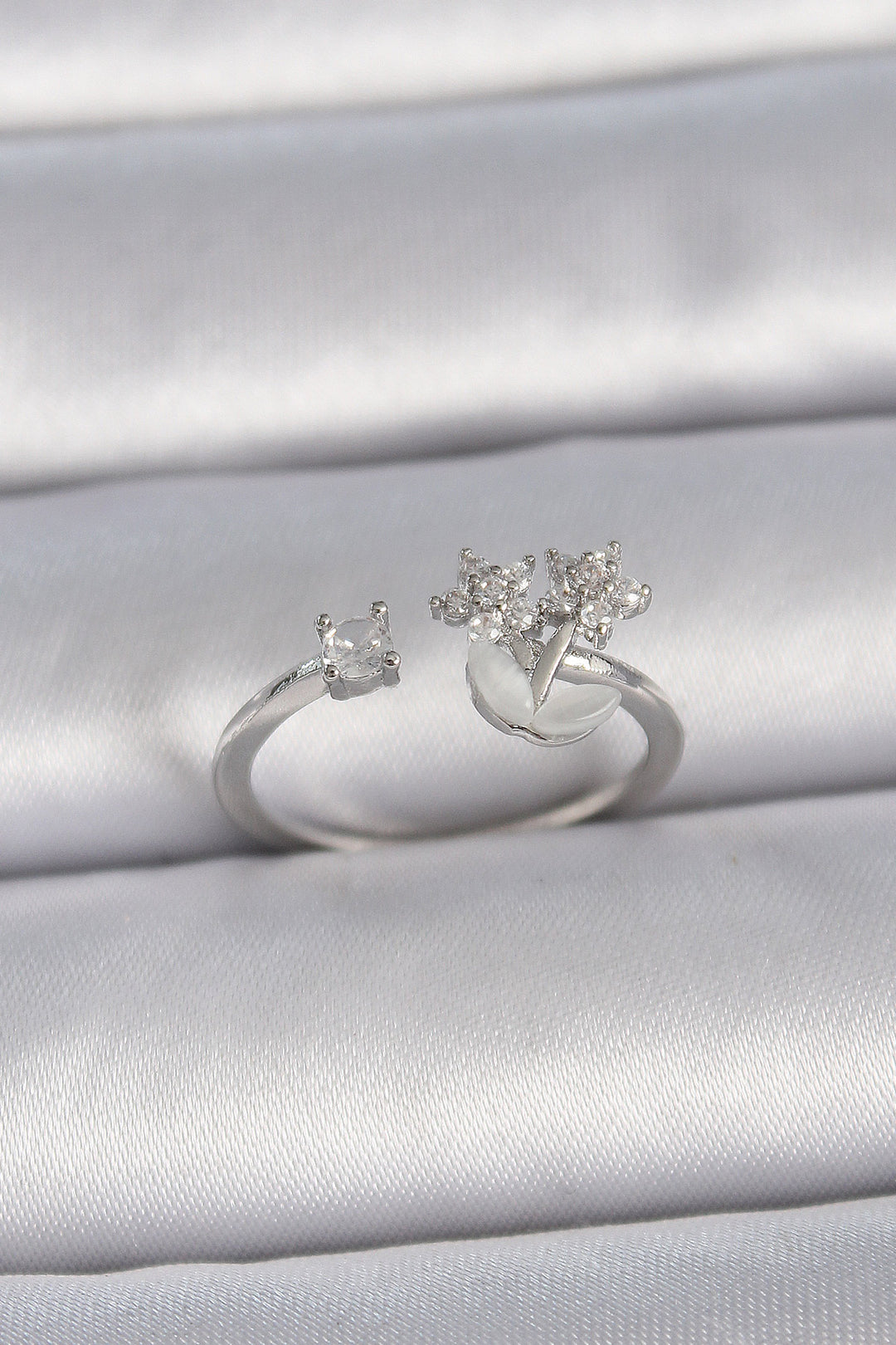 EBJ Rice Silver Color Adjustable Zircon Stone Star Model Women's Ring - Lewiston