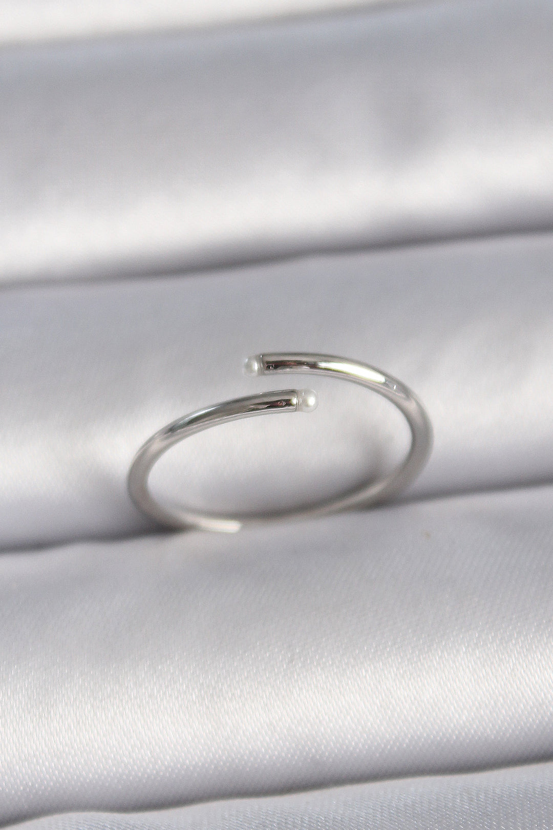 EBJ Rice Silver Color Adjustable Pearl Detail Women's Ring - Drachten