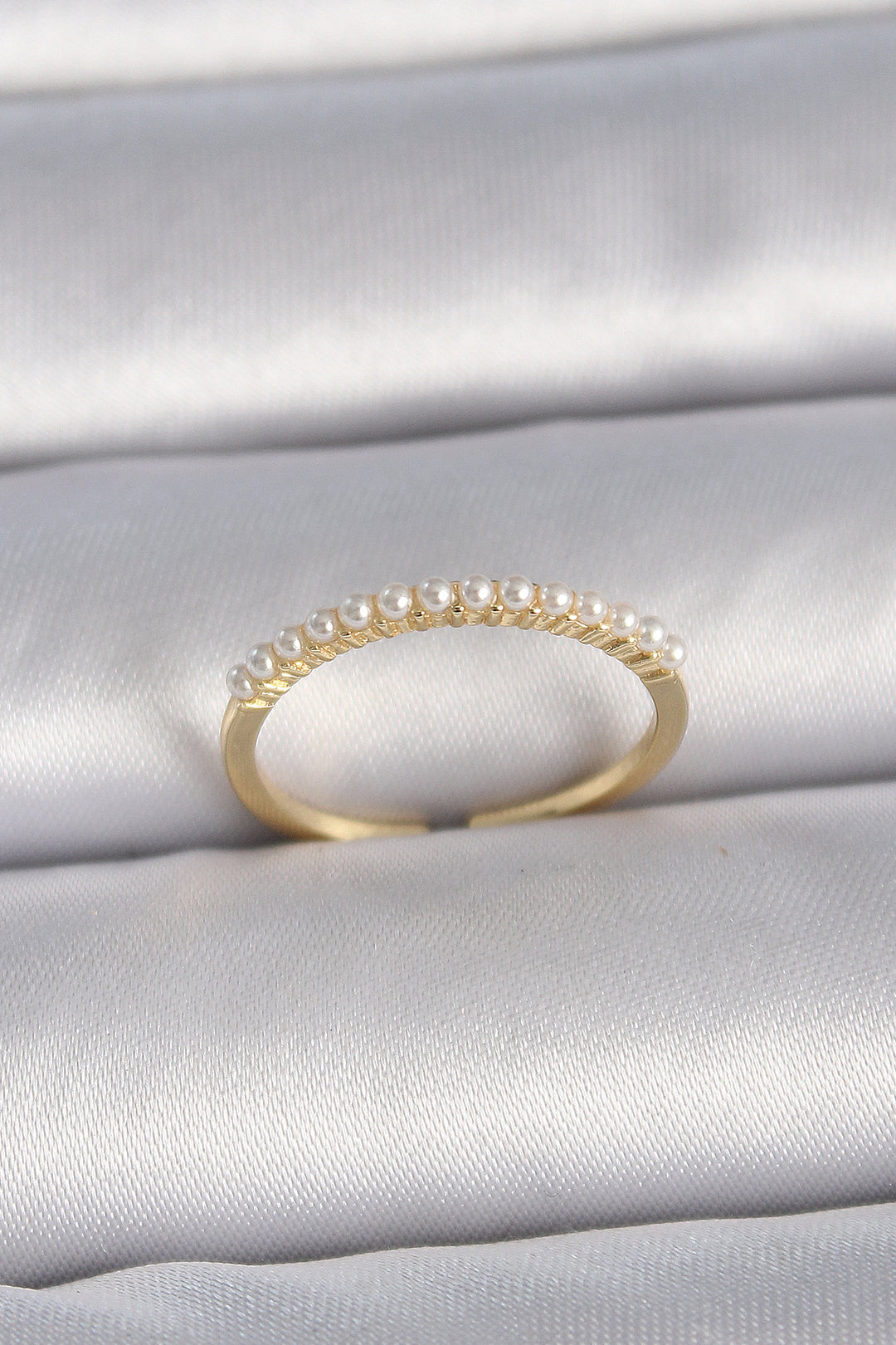 EBJ Adjustable Rice Gold Color Sequined Pearl Model Women's Ring - Honolulu