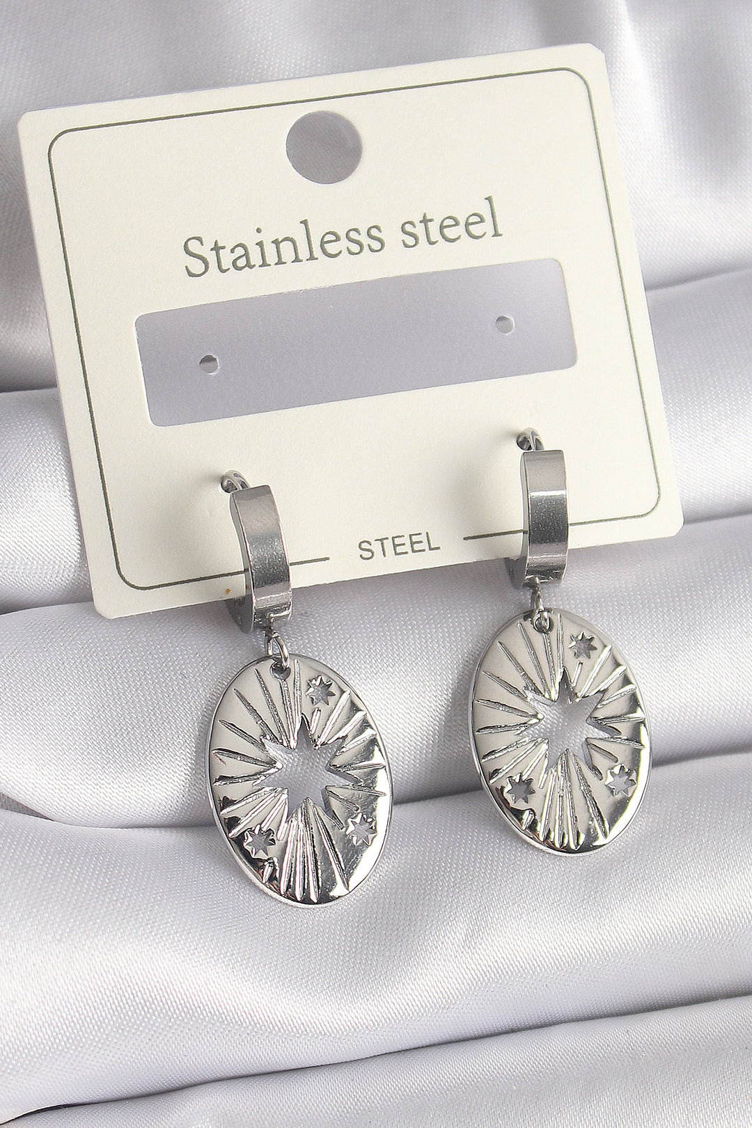 EBJ 316L Stainless Steel Silver Color North Star Embroidery Women's Earring - Rossano