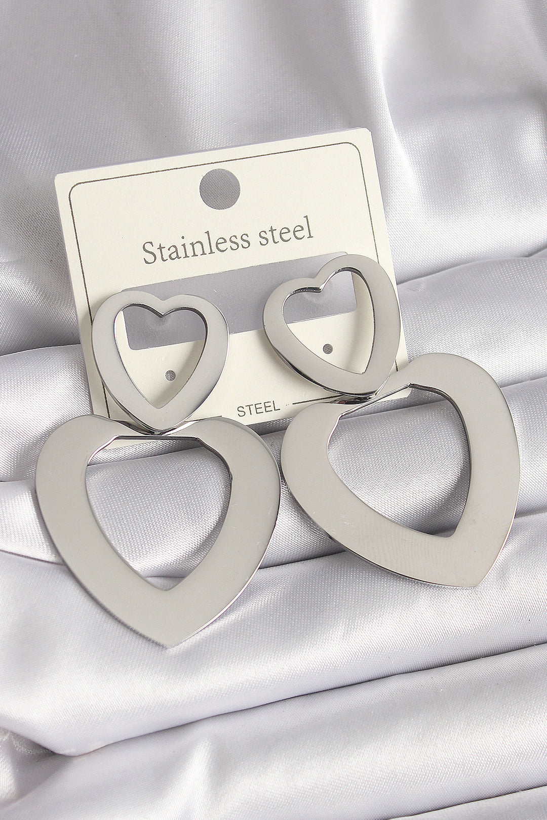 EBJ 316L Stainless Steel Silver Color Heart Model Women's Earring - Ciudad del Carmen