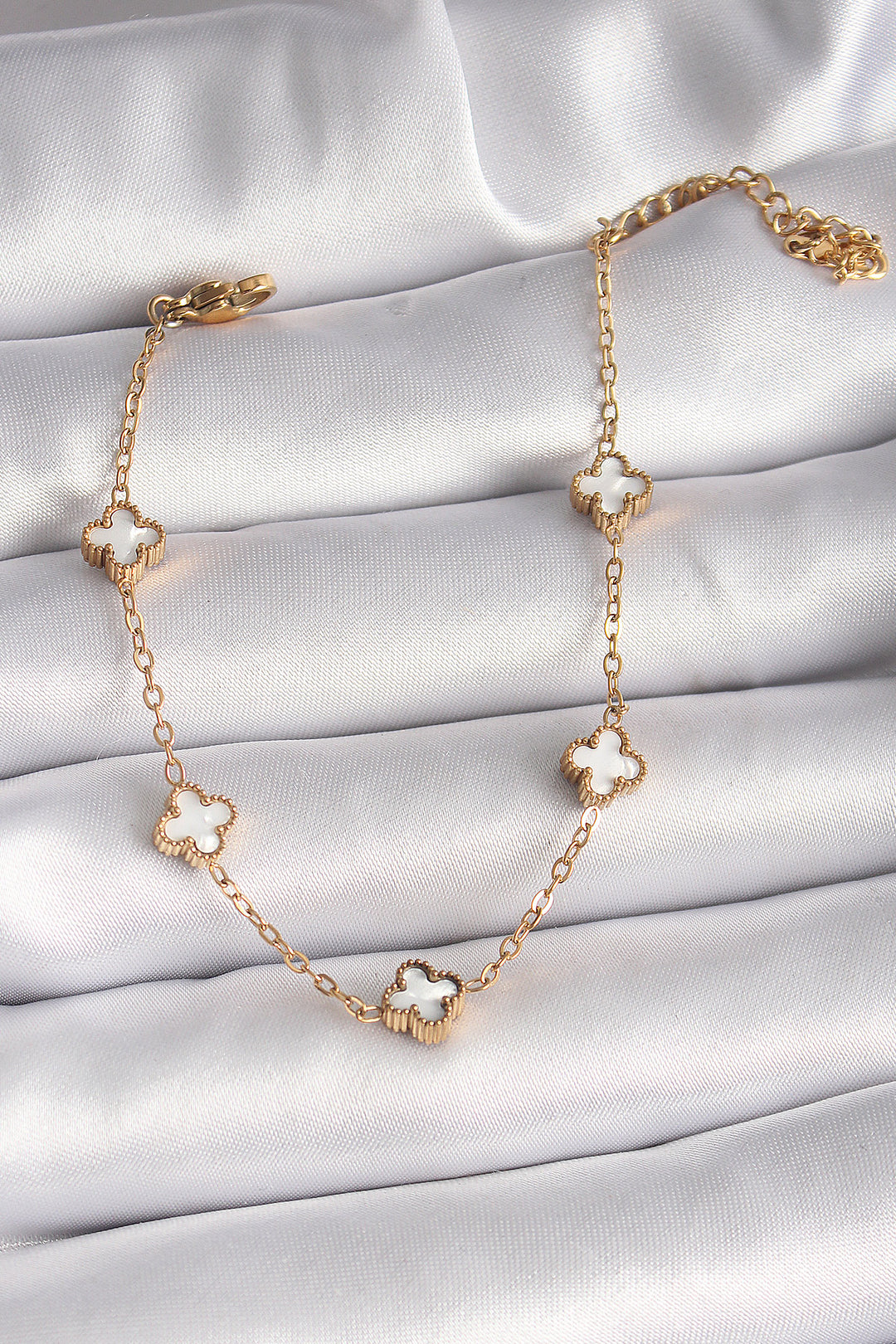 EBJ 316L Steel Gold Color White Baby Boy Clover Model Women's Bracelet - Le Cannet