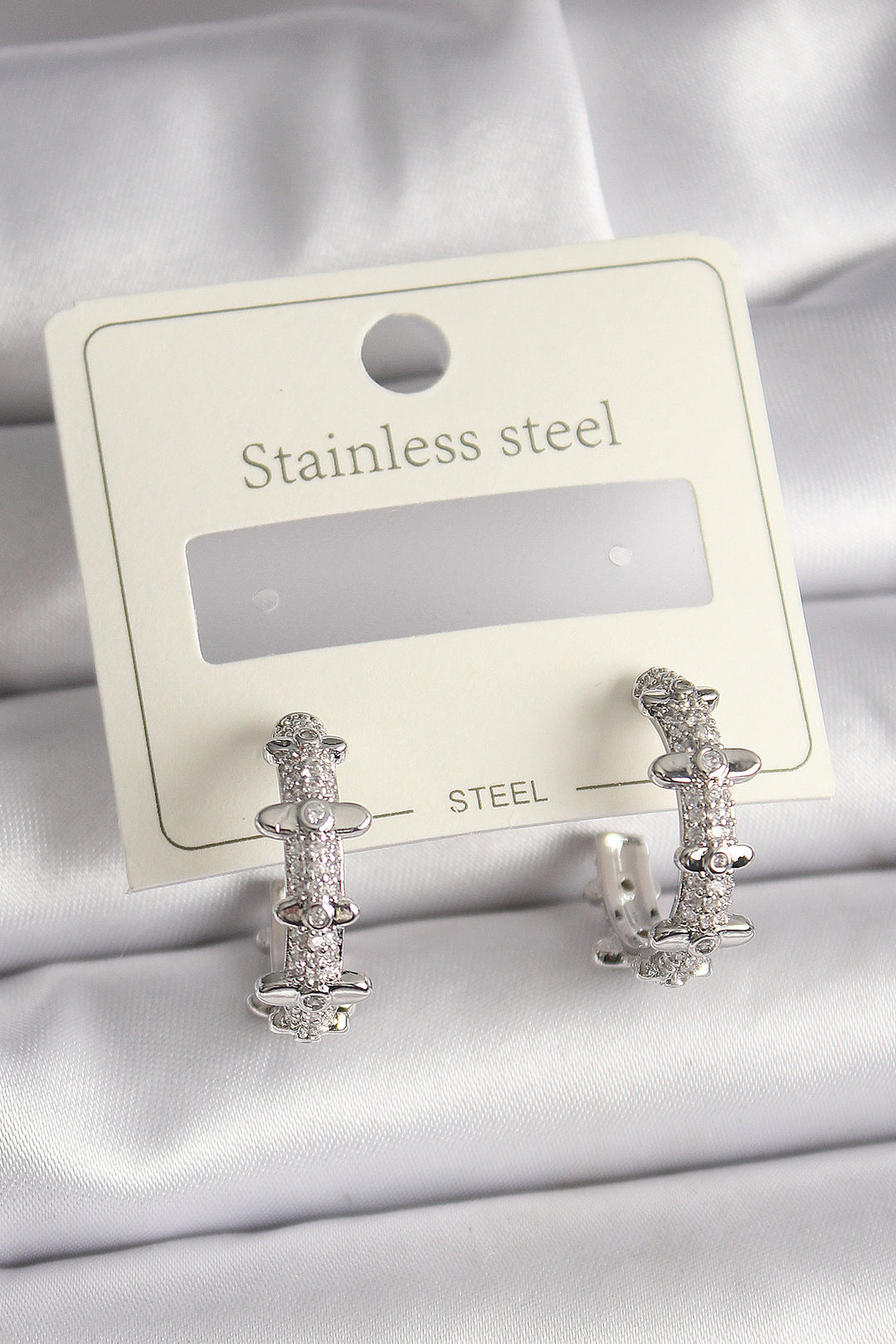 EBJ 316L Stainless Steel Silver Color Zircon Stone Women's Earring - Glens Falls
