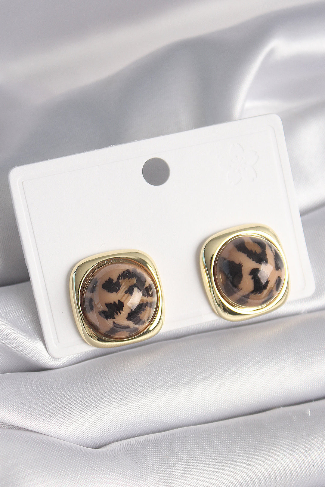 EBJ Gold Color Square Tiger Pattern Women's Earrings - Battipaglia