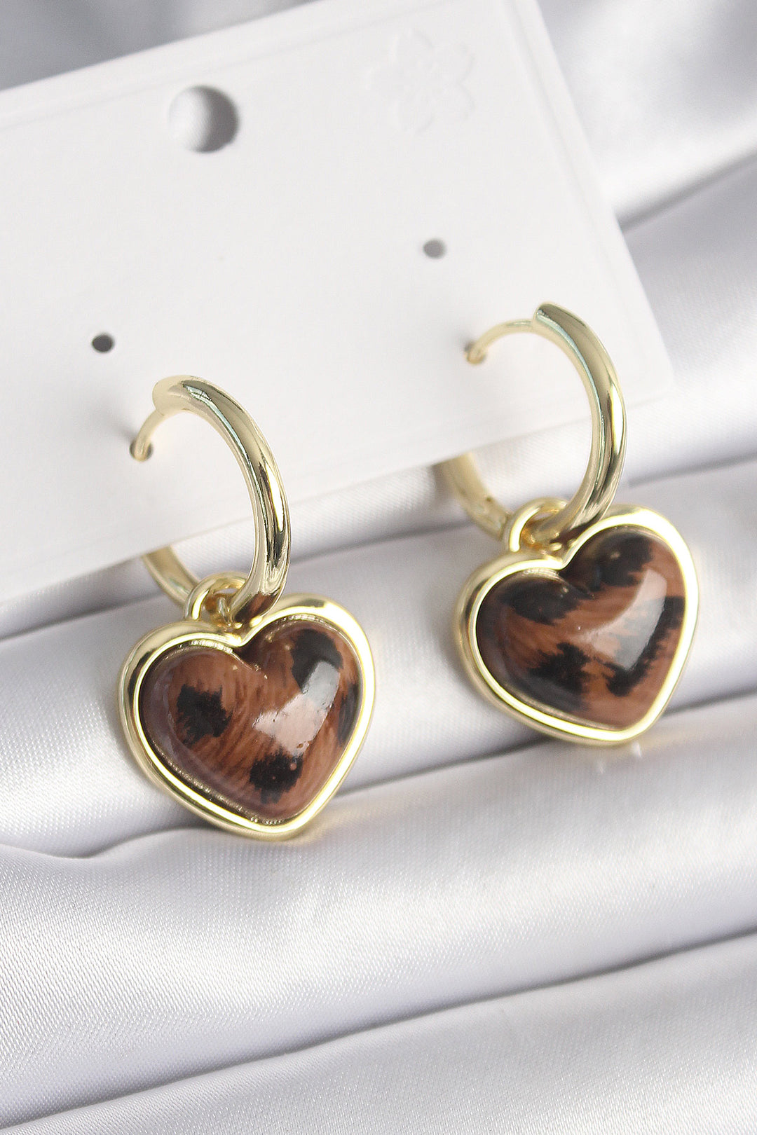 EBJ Rice Gold Color Tiger Pattern Heart Model Women's Earring - Odessa
