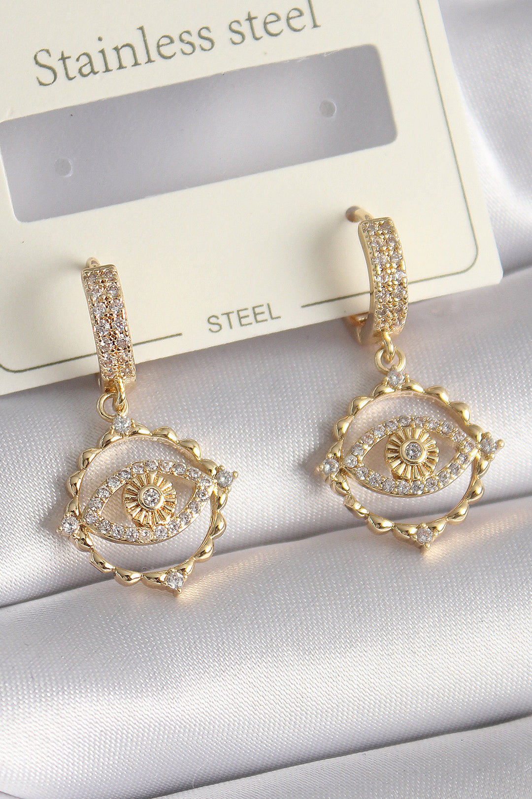 EBJ Gold Color Rice Zircon Stone Eye Model Women's Earring - Alvarado
