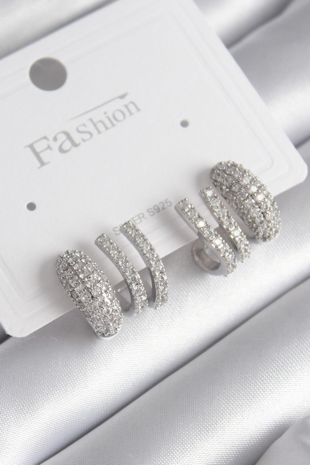 EBJ Rice Silver Color Zircon Stone Women's Earring - Wayne