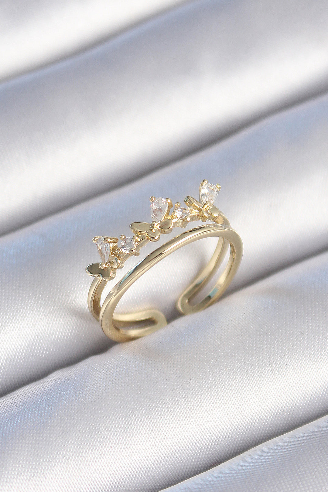 EBJ Rice Gold Color Butterfly Model Women's Ring with Zircon Stone - Cambridge