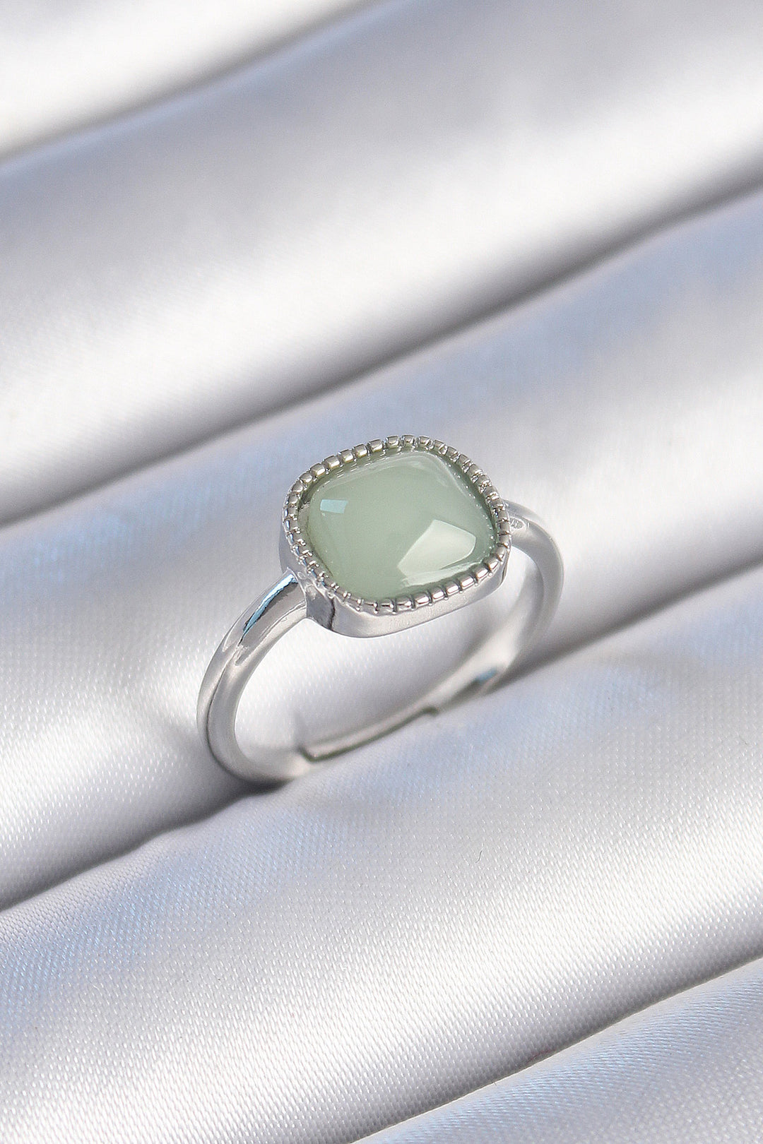 EBJ Rice Silver Color Green Square Enamel Women's Ring - Lake Havasu City