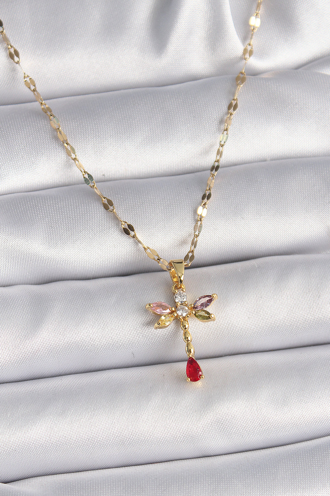 EBJ 316L Steel Gold Color Chain Colorful Zircon Stone Dragonfly Model Women's Necklace - San Sebastián de los Reyes