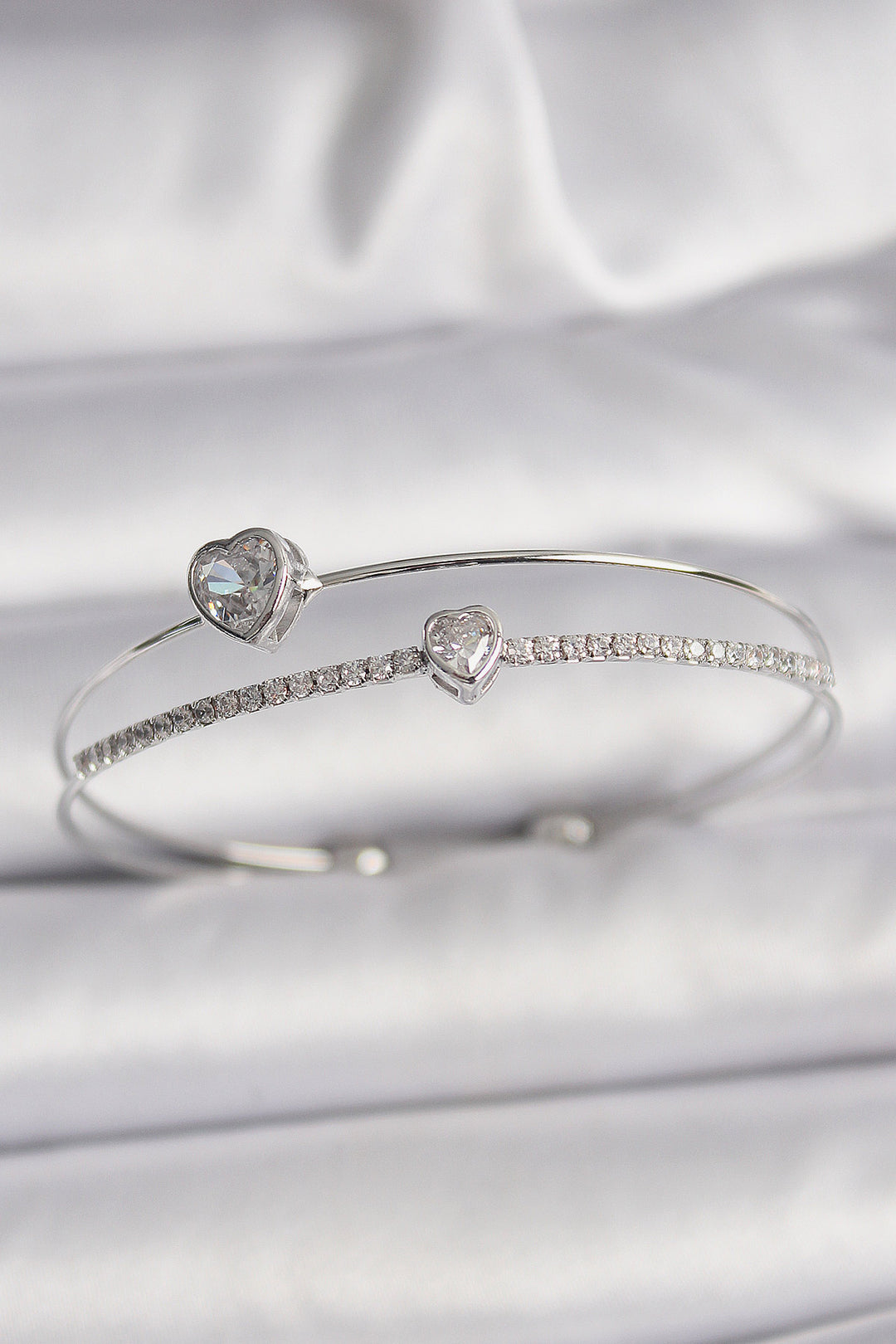 EBJ Rice Silver Color Zircon Stone Heart Model Women's Bracelet - Talence