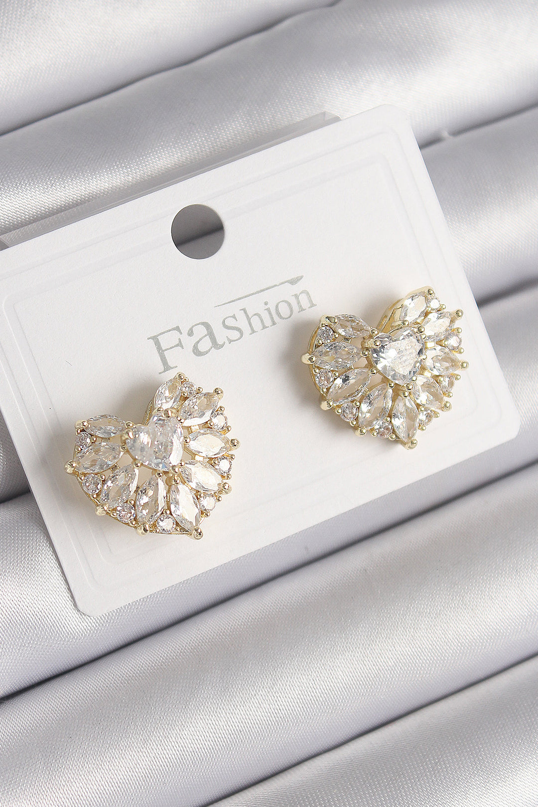 EBJ Rice Gold Color Zircon Stone Heart Model Women's Earring - Quebec City