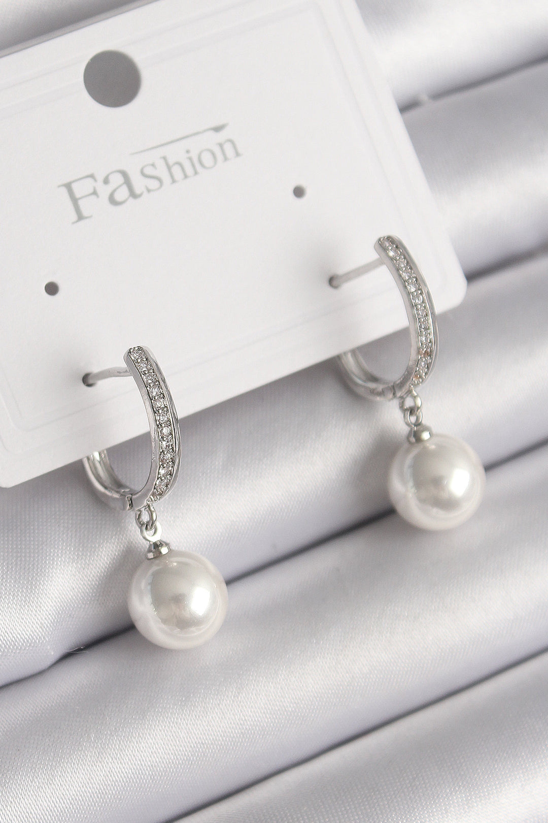 EBJ Rice Silver Color Zircon Stone Dangling Pearl Model Women's Earring - Ramsgate