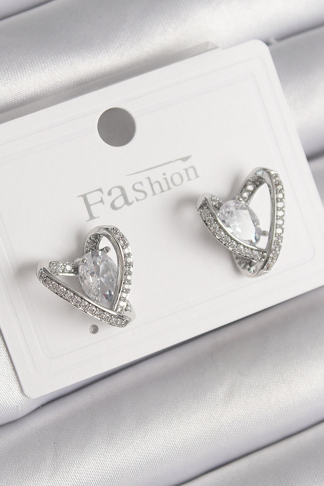 EBJ Rice Silver Color Zircon Stone Heart Model Women's Earring - Chatham