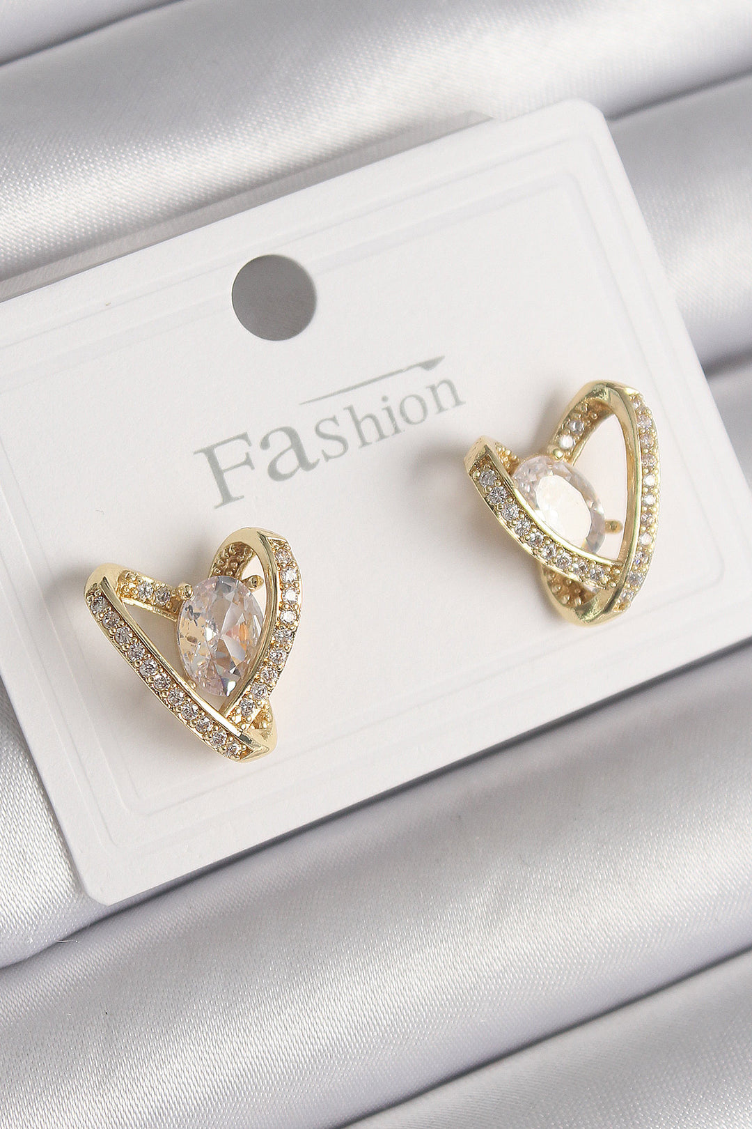 EBJ Rice Gold Color Zircon Stone Heart Model Women's Earring - Lancaster