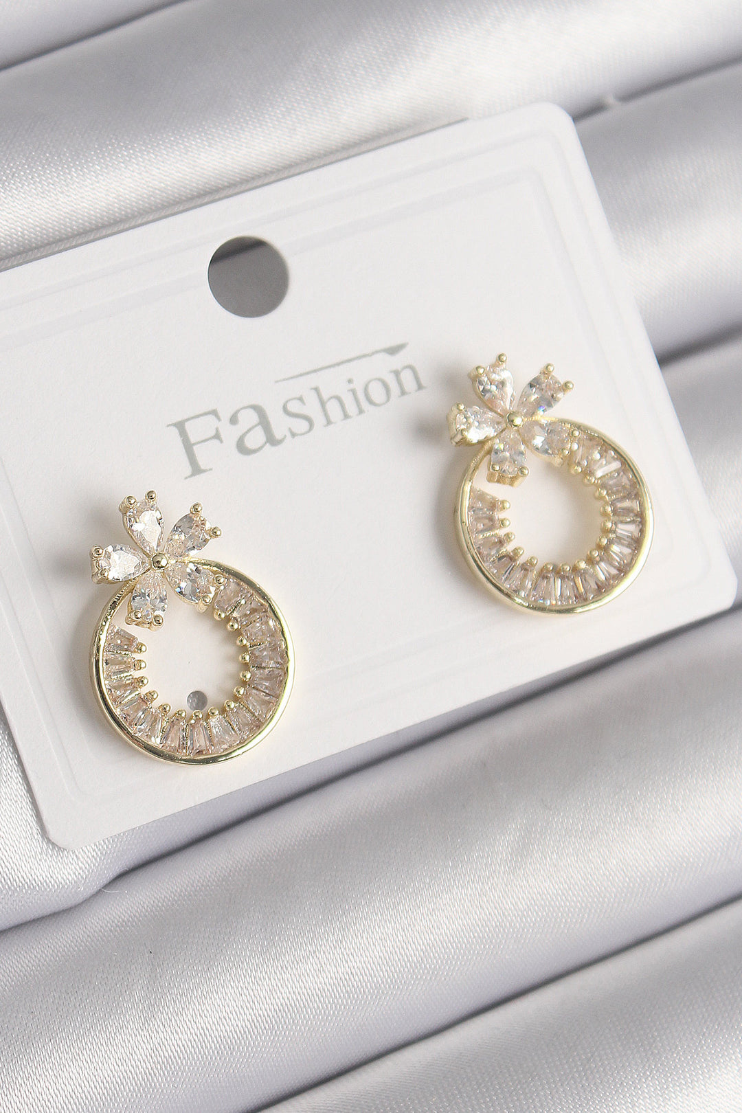 EBJ Gold Color Zircon Stone Ring Model Flower Figure Women's Earring - Birkenhead
