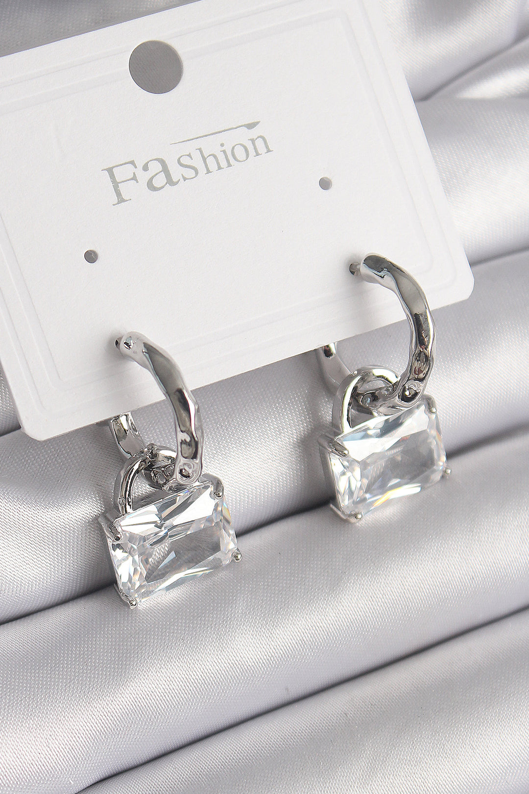EBJ Rice Silver Color Dangle Earrings with Zircon Stone Bag Model Women's Earrings - Laindon