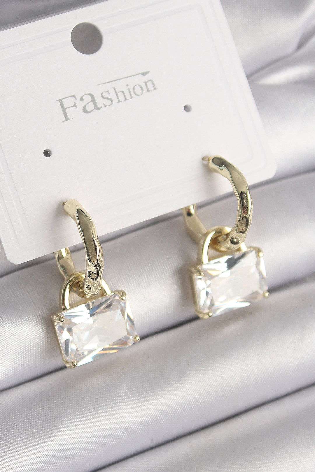 EBJ Rice Gold Color Dangle Earrings with Zircon Stone Bag Model Women's Earrings - Port Talbot