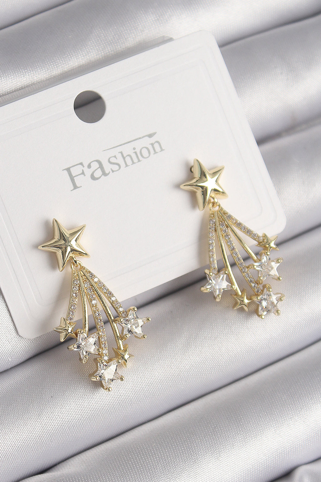EBJ Rice Gold Color Zircon Stone Tail Star Model Women's Earring - Maintal